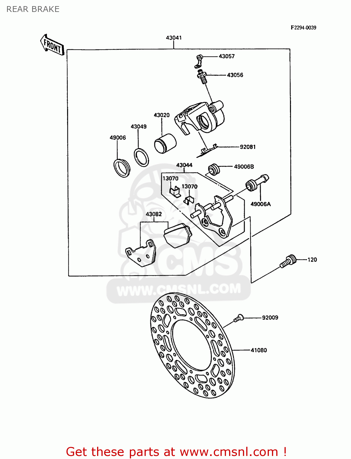 REAR BRAKE KX250-F1 1988 EUROPE UK AL