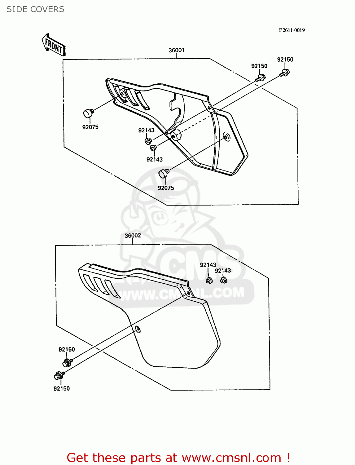 SIDE COVERS KX250-F1 1988 EUROPE UK AL