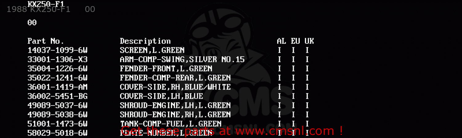 1988 KX250-F1     00 KX250-F1 1988 EUROPE UK AL