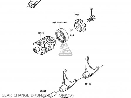 GEAR CHANGE DRUM/SHIFT FORK(S) - KX250-F1 1988 EUROPE UK AL