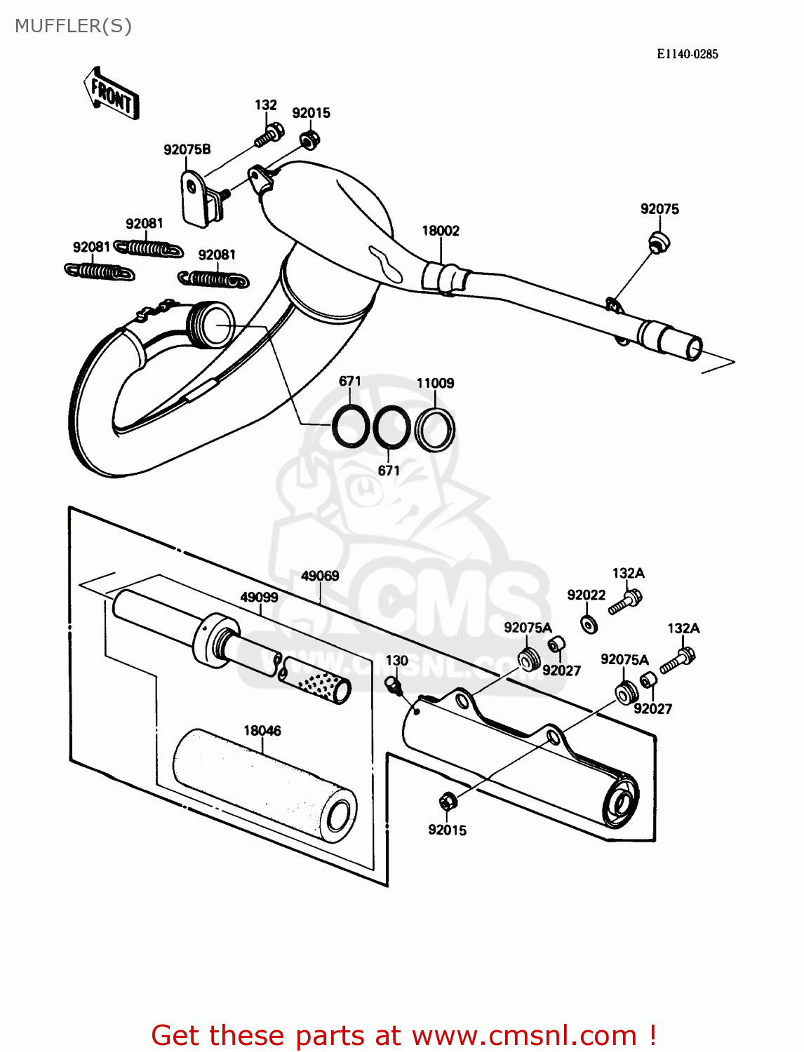 MUFFLER(S) KX250-F1 1988 USA CANADA