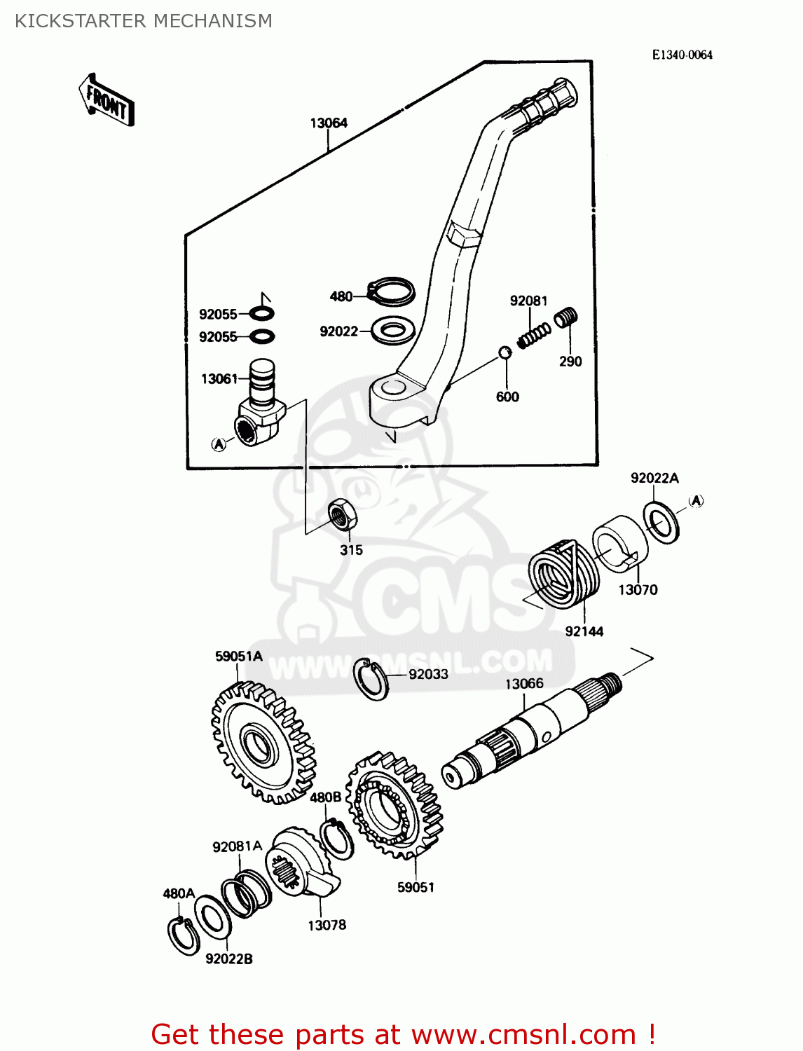 KICKSTARTER MECHANISM KX250-F1 1988 USA CANADA