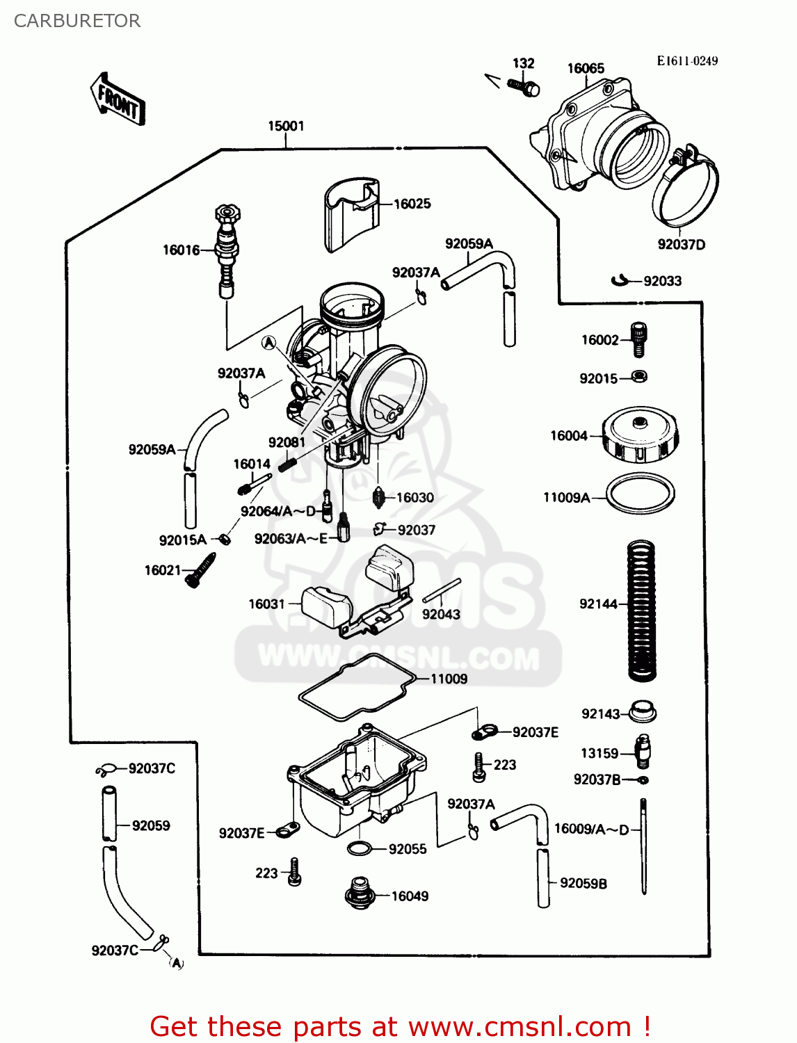 CARBURETOR KX250-F1 1988 USA CANADA