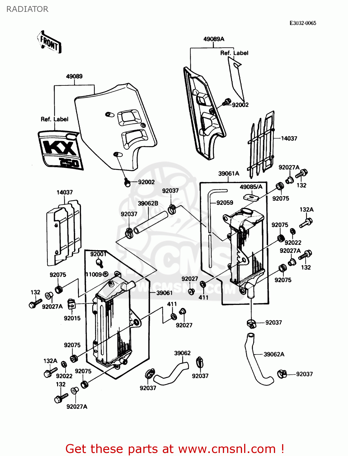 RADIATOR KX250-F1 1988 USA CANADA