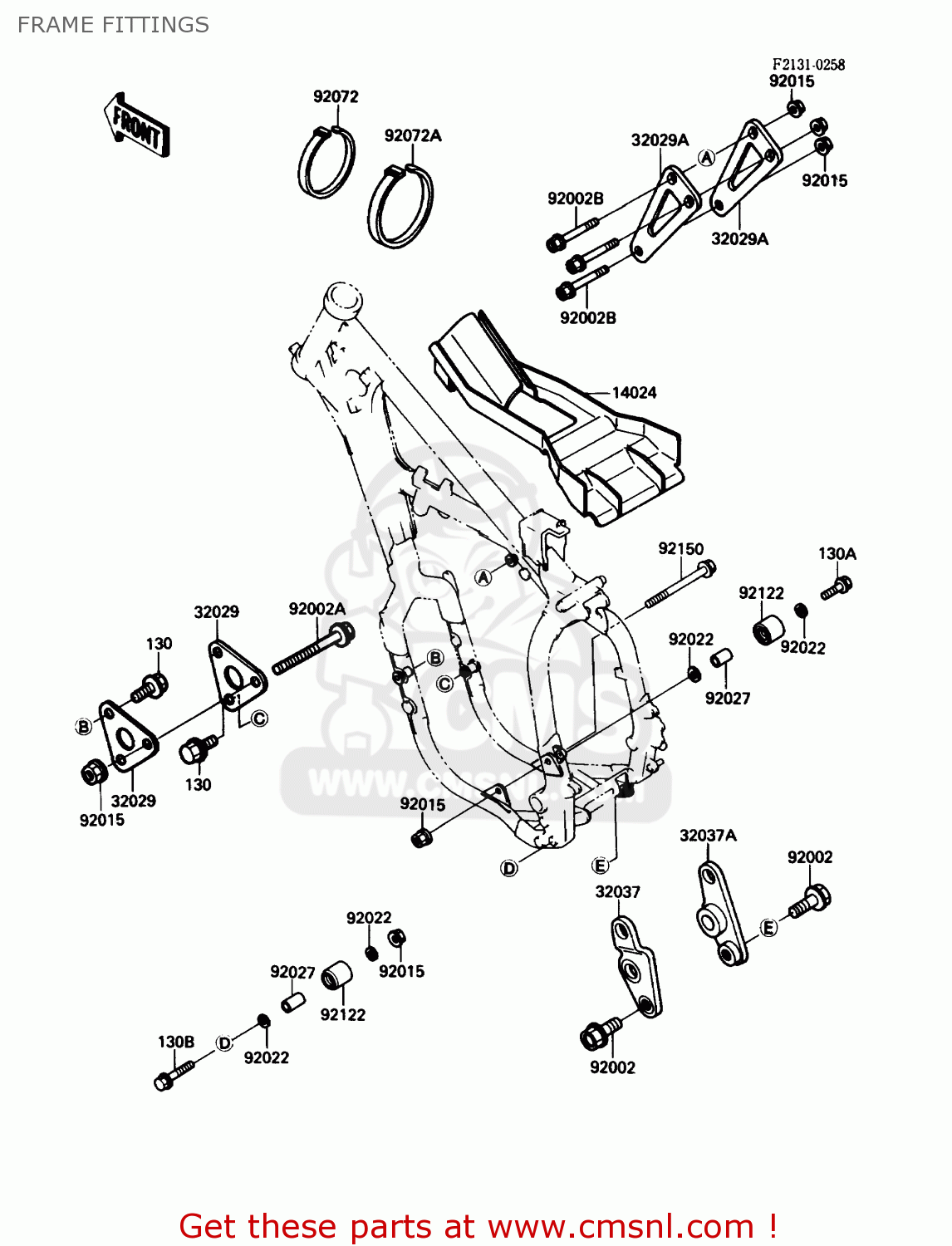 FRAME FITTINGS KX250-F1 1988 USA CANADA