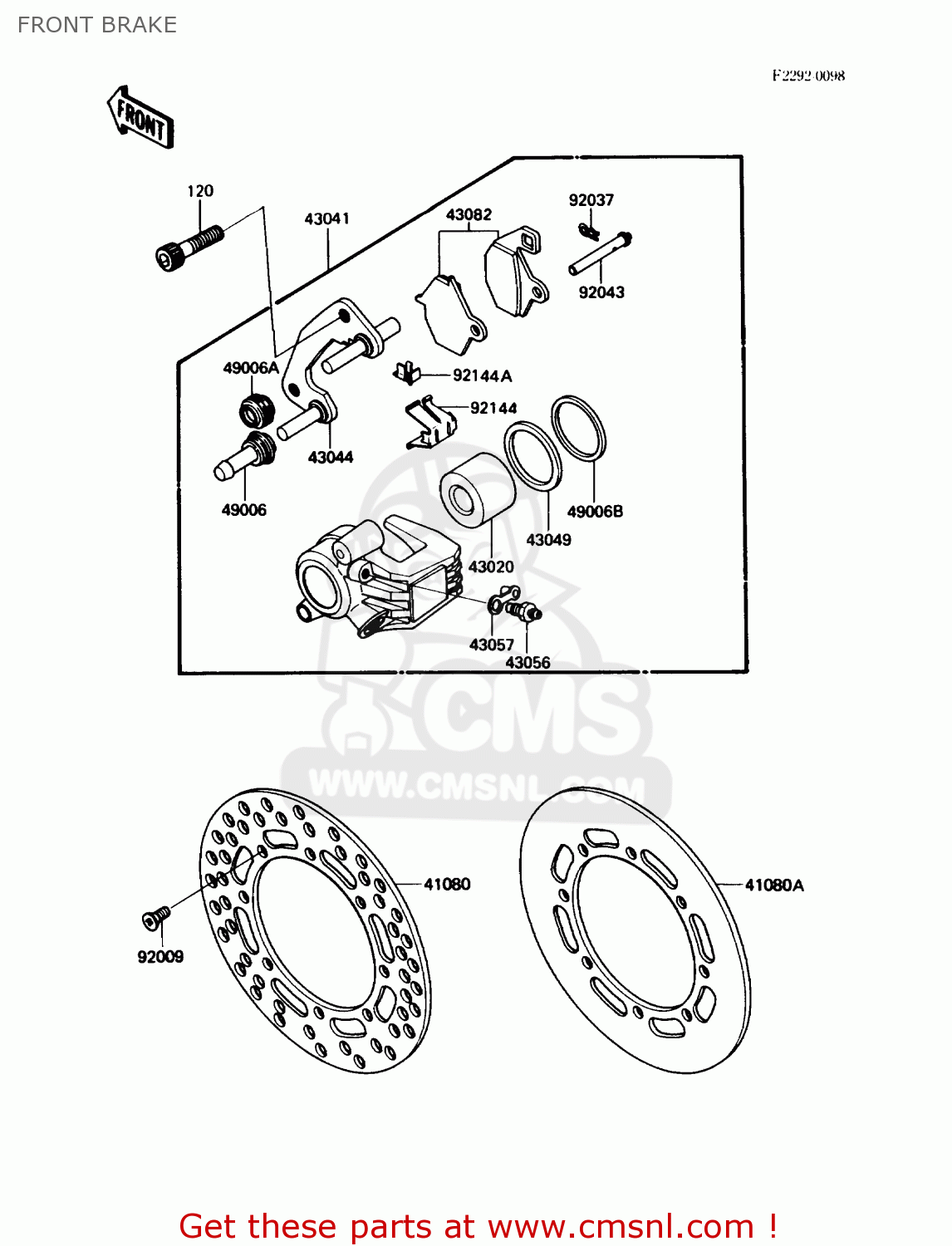 FRONT BRAKE KX250-F1 1988 USA CANADA
