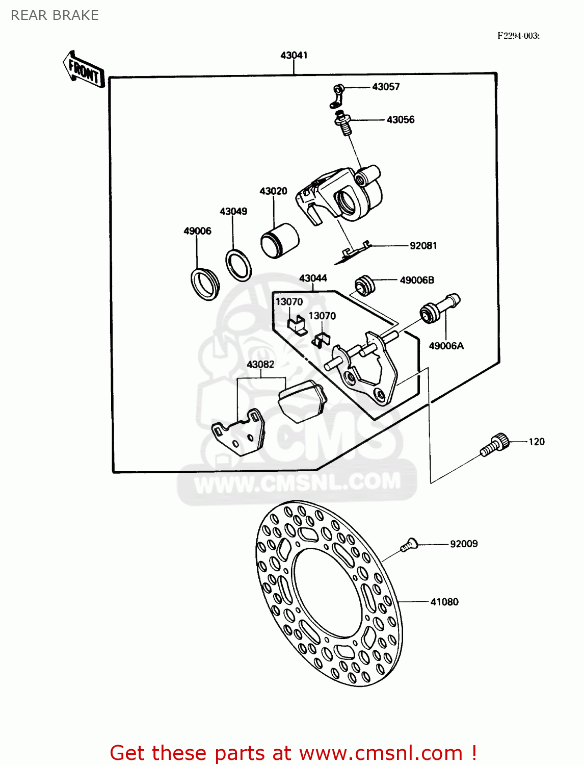 REAR BRAKE KX250-F1 1988 USA CANADA
