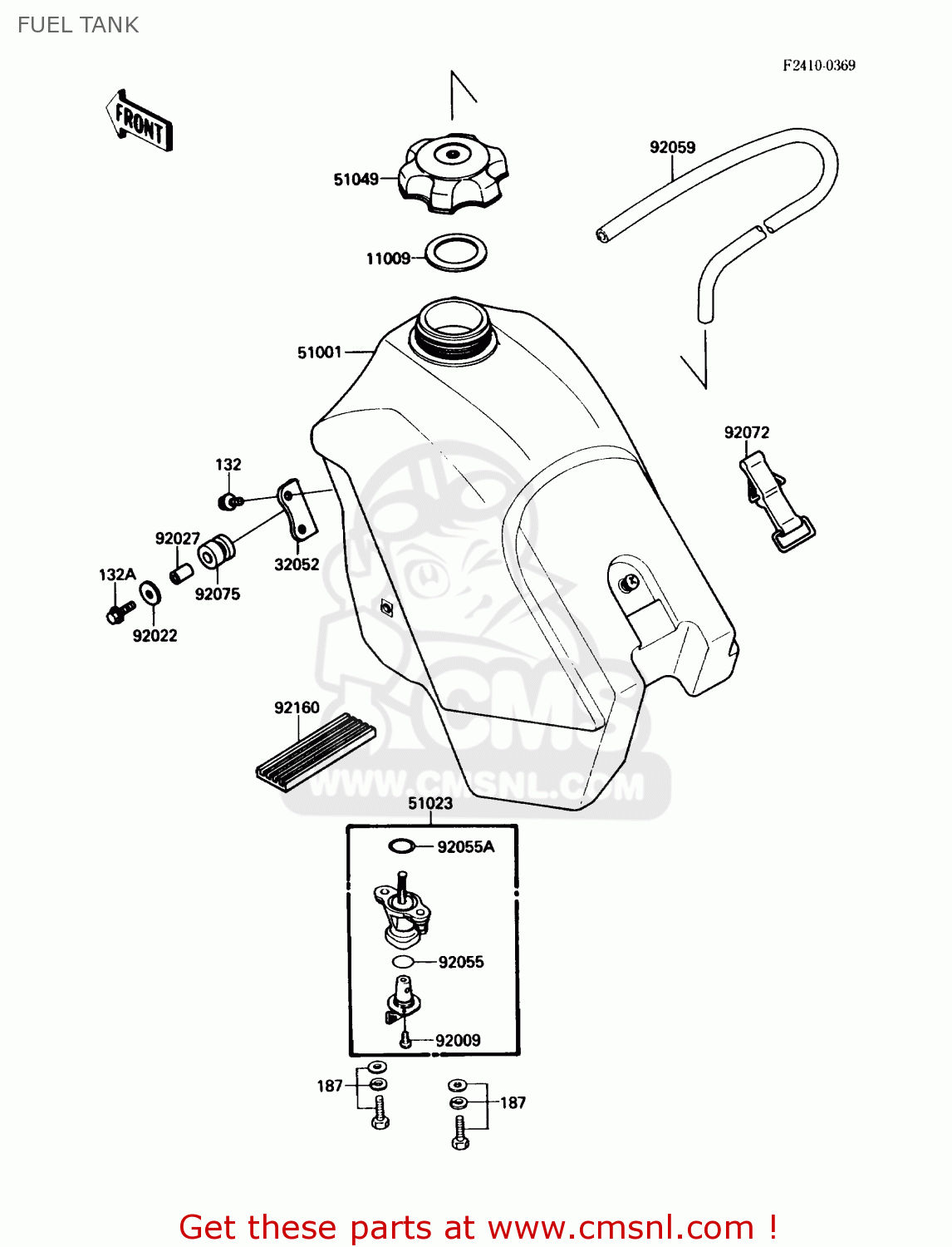 FUEL TANK KX250-F1 1988 USA CANADA