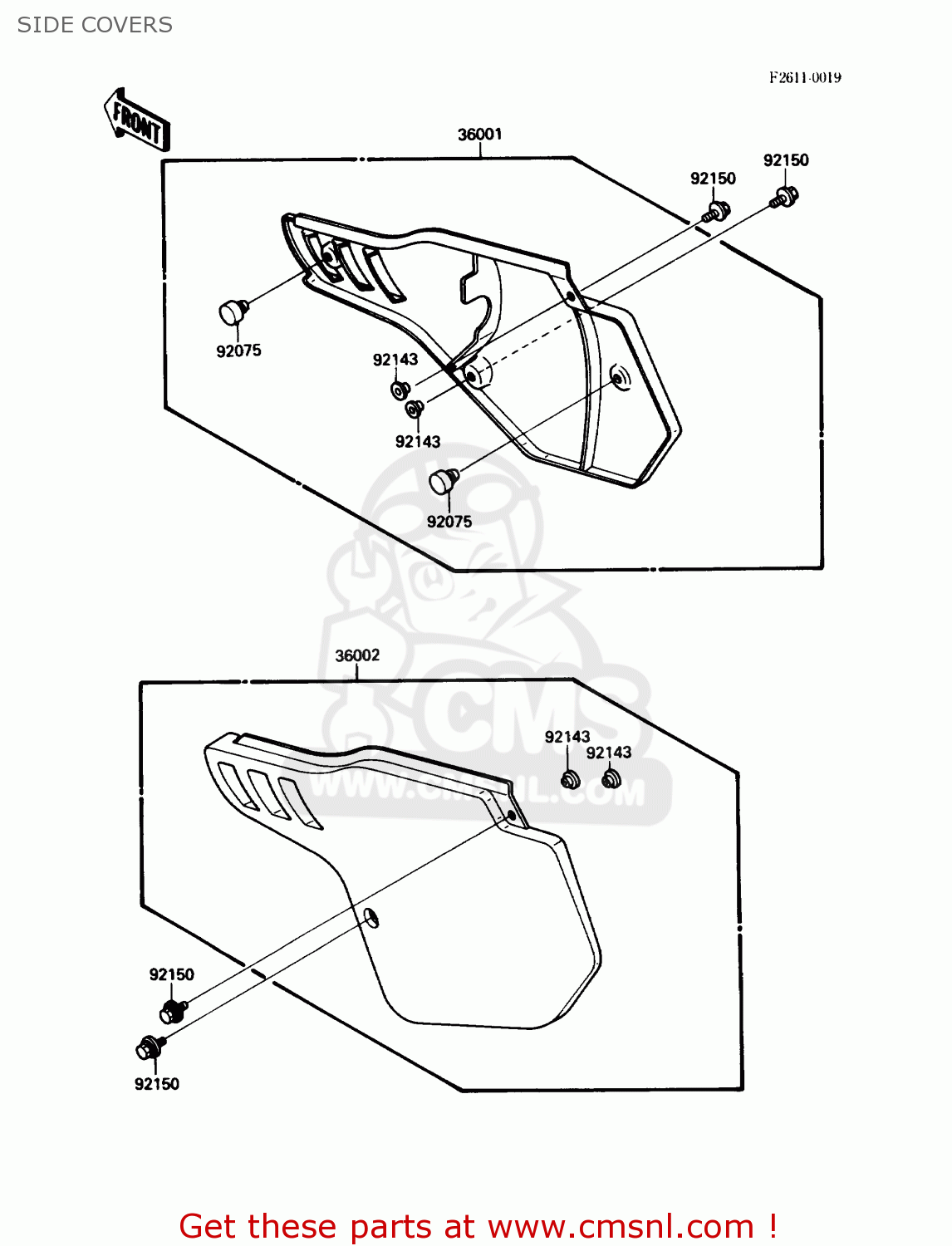 SIDE COVERS KX250-F1 1988 USA CANADA