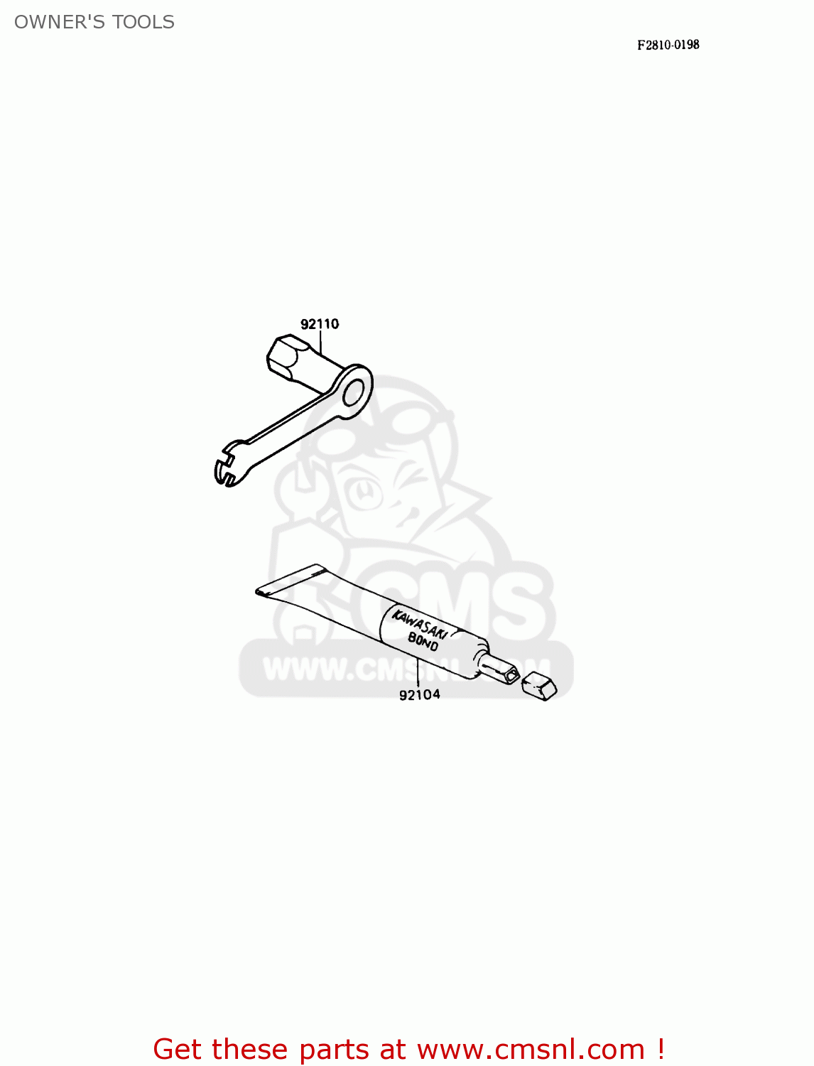 OWNER'S TOOLS KX250-F1 1988 USA CANADA