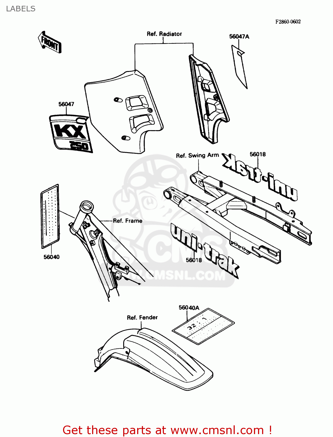 LABELS KX250-F1 1988 USA CANADA