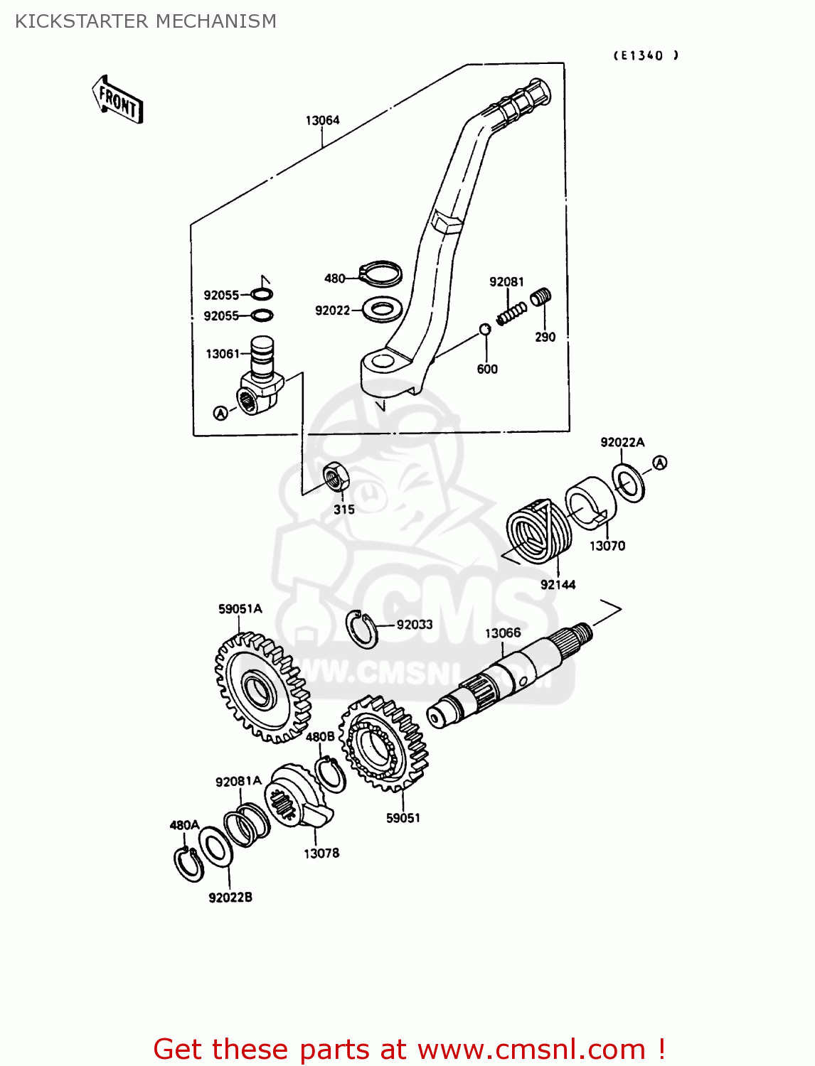 Kawasaki KX250-G1 1989 EUROPE UK AL KICKSTARTER MECHANISM - buy ...