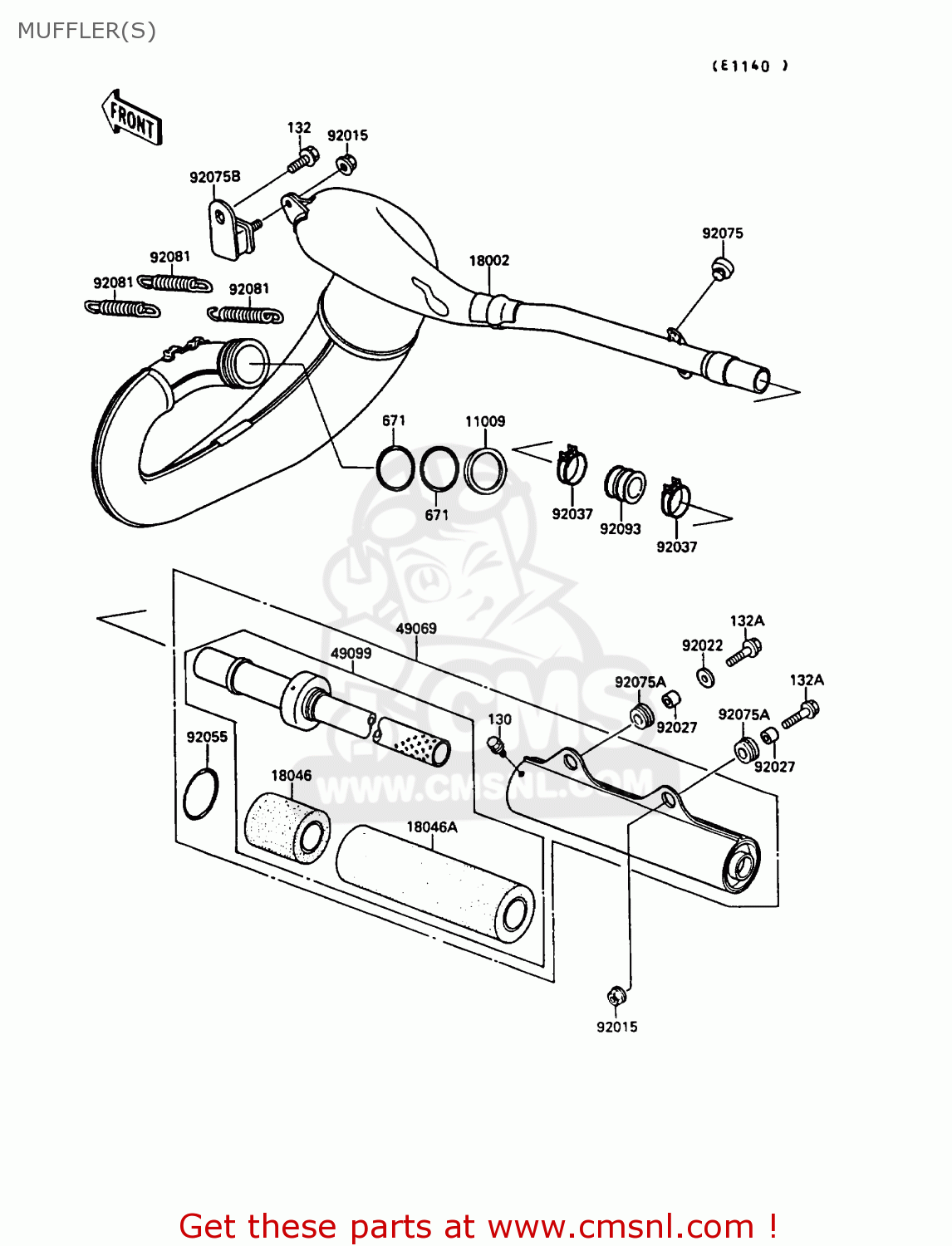 MUFFLER(S) KX250-G1 1989 EUROPE UK AL