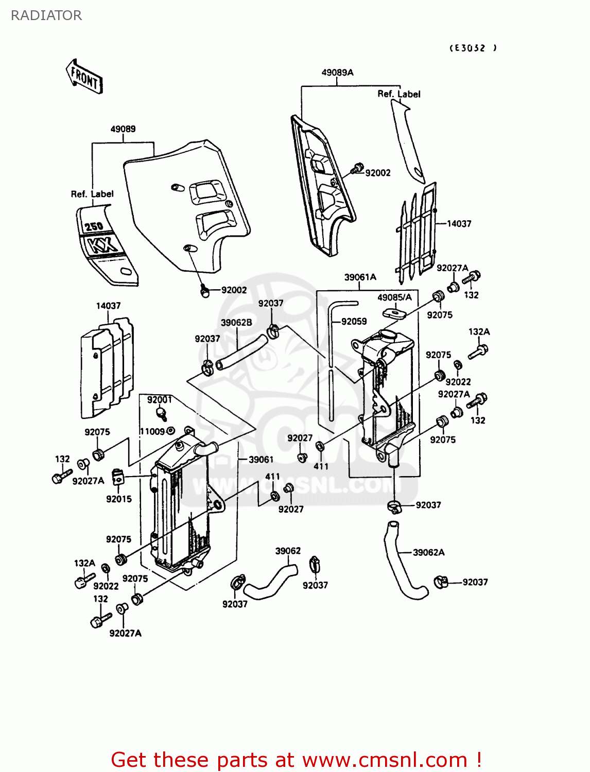 RADIATOR KX250-G1 1989 EUROPE UK AL