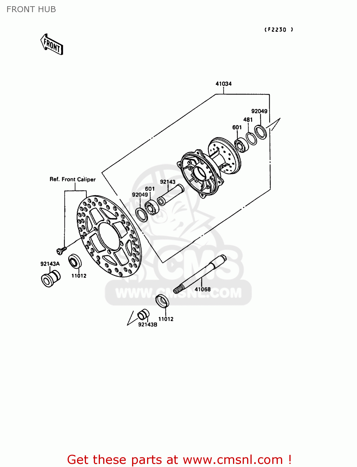 FRONT HUB KX250-G1 1989 EUROPE UK AL