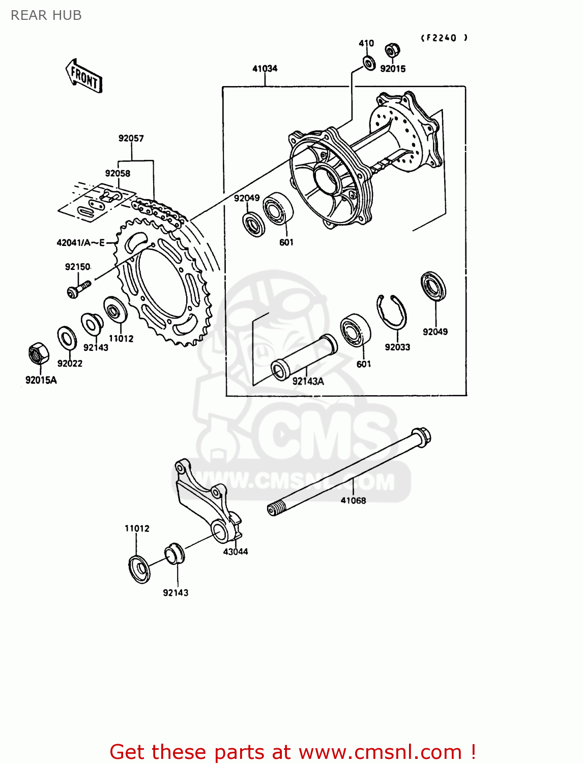 REAR HUB KX250-G1 1989 EUROPE UK AL