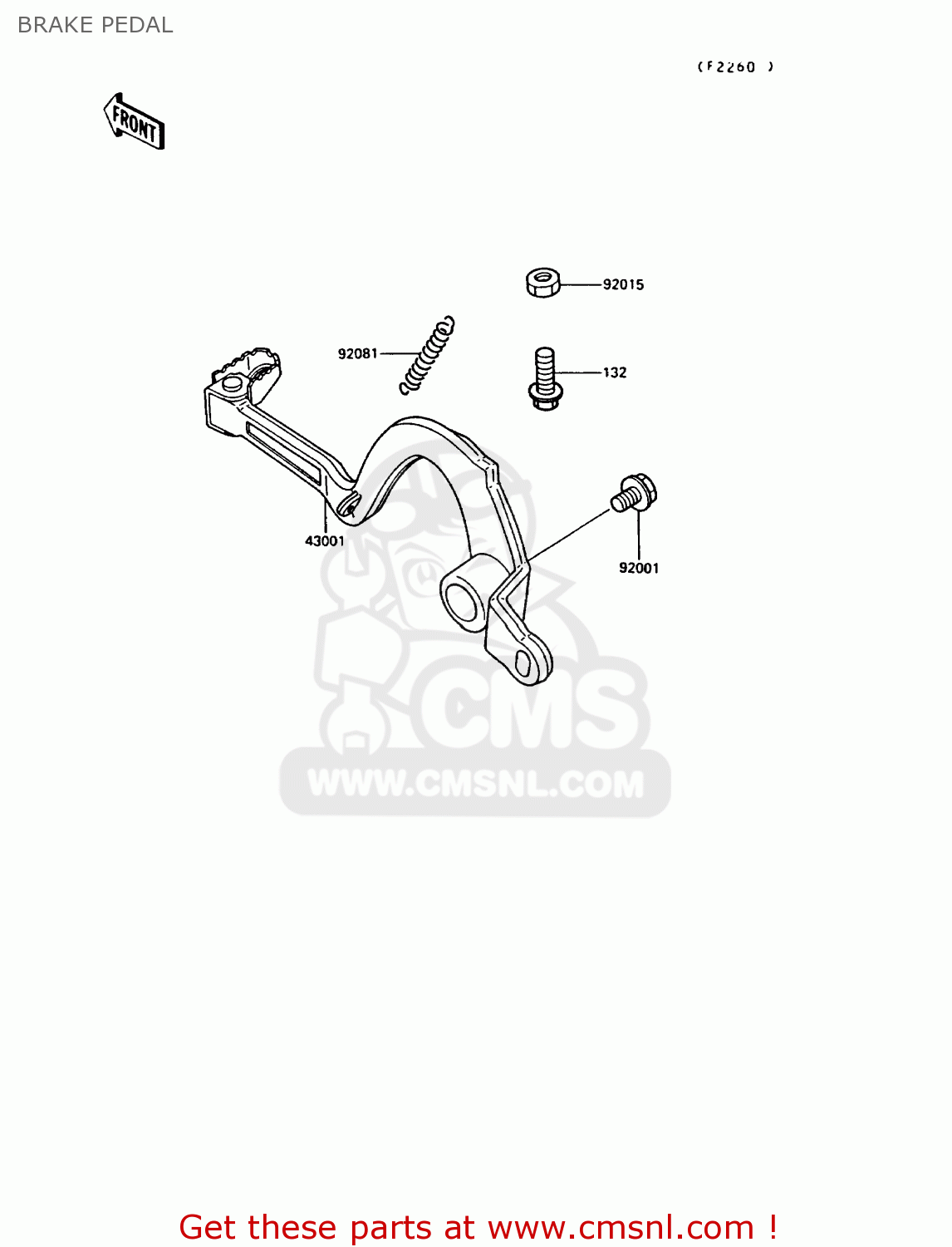 BRAKE PEDAL KX250-G1 1989 EUROPE UK AL