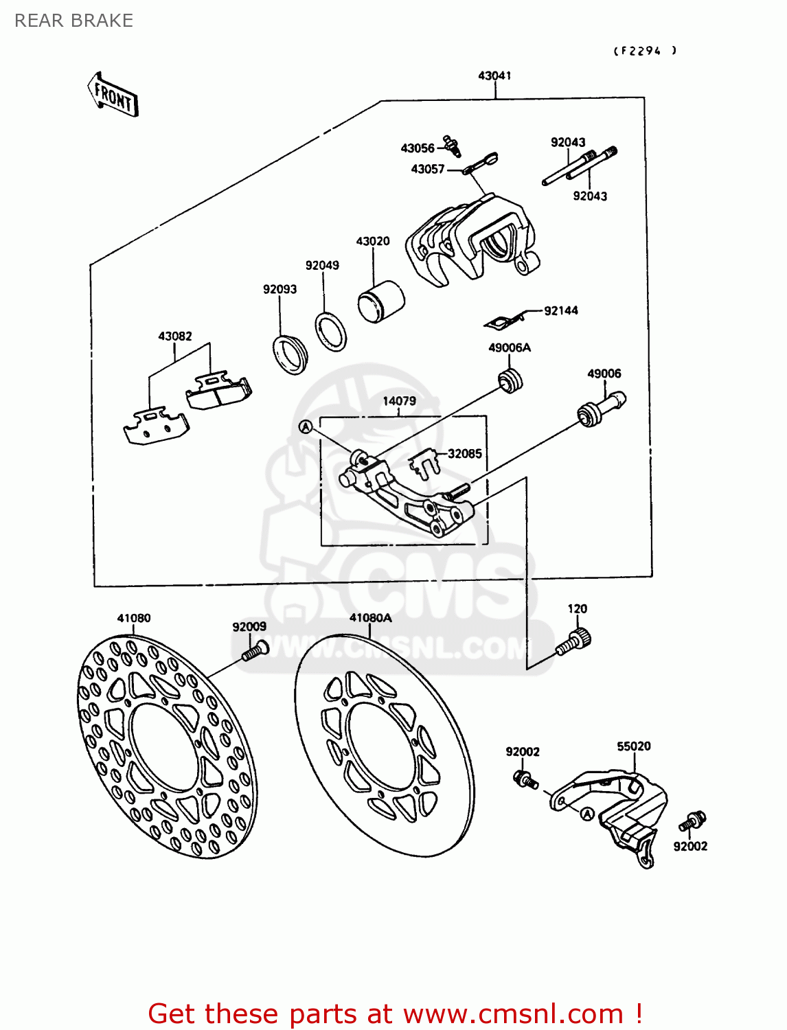 REAR BRAKE KX250-G1 1989 EUROPE UK AL