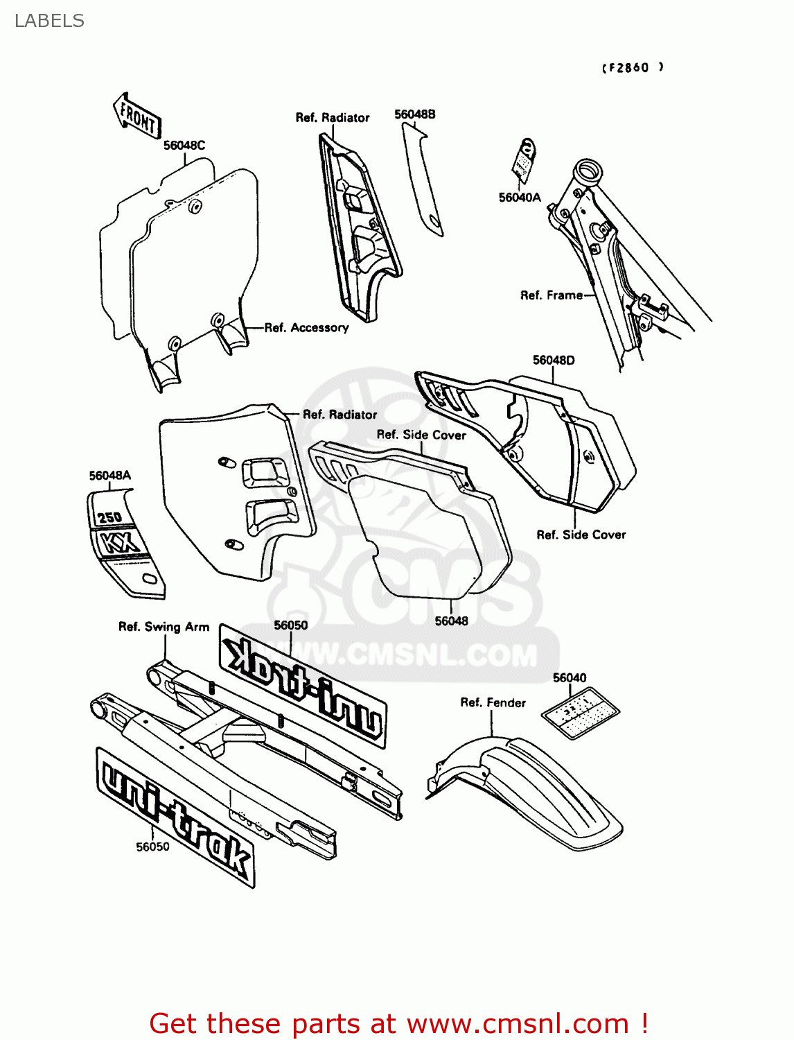 LABELS KX250-G1 1989 EUROPE UK AL