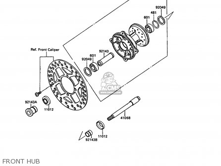 FRONT HUB - KX250-G1 1989 EUROPE UK AL