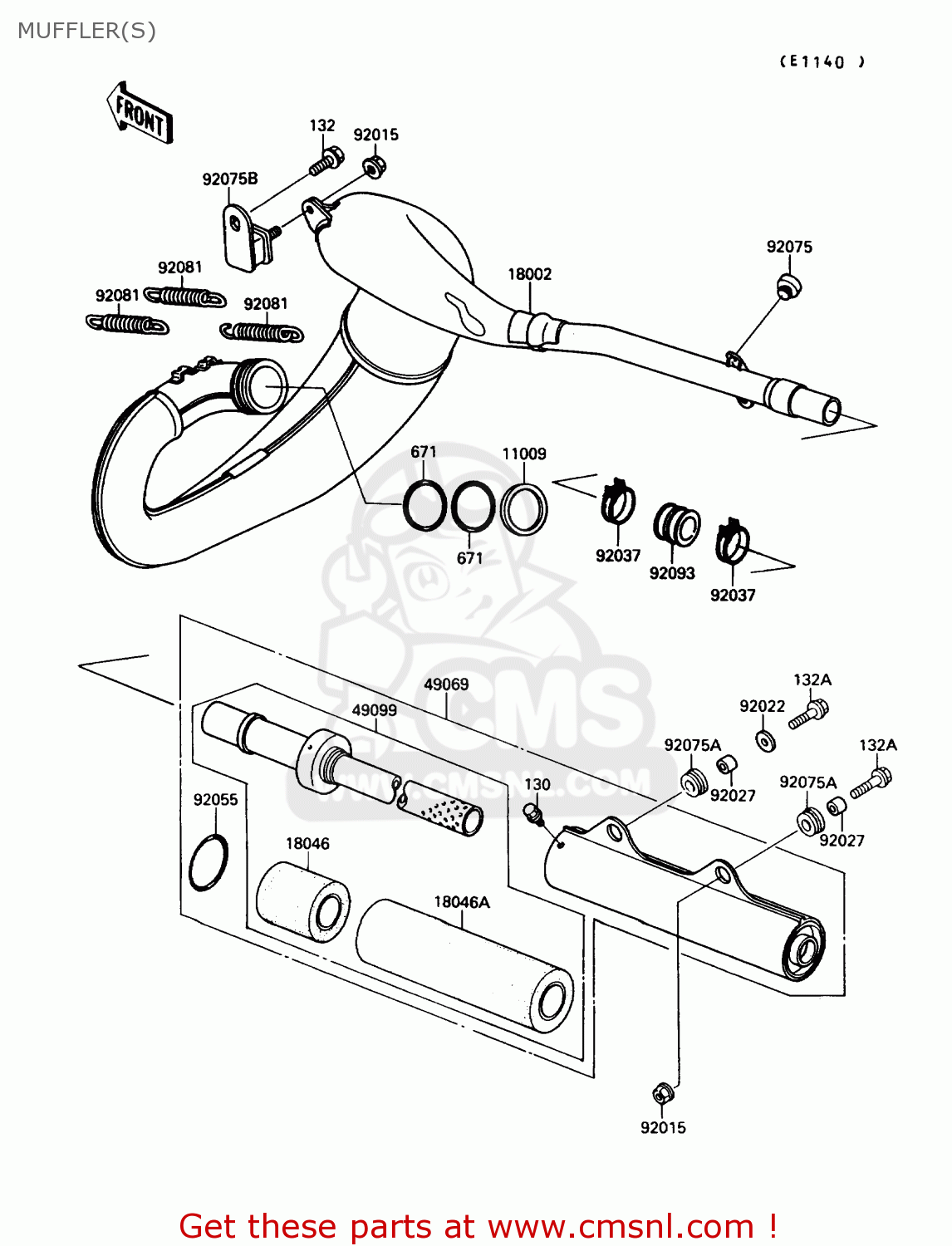 MUFFLER(S) KX250-G1 1989 USA CANADA