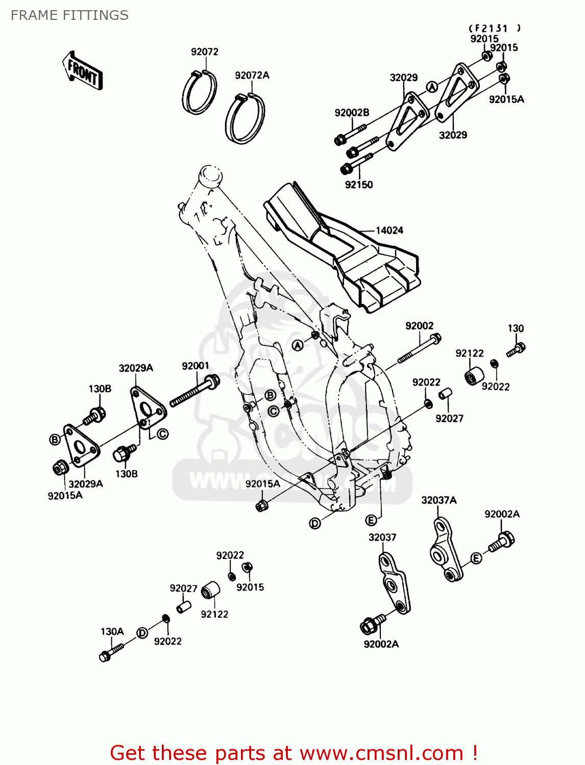FRAME FITTINGS KX250-G1 1989 USA CANADA