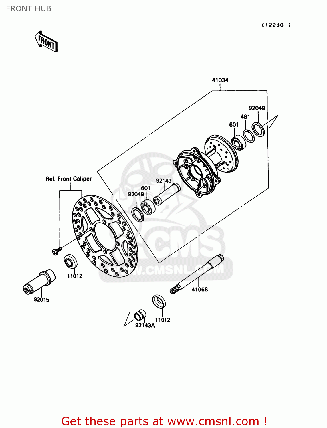 FRONT HUB KX250-G1 1989 USA CANADA
