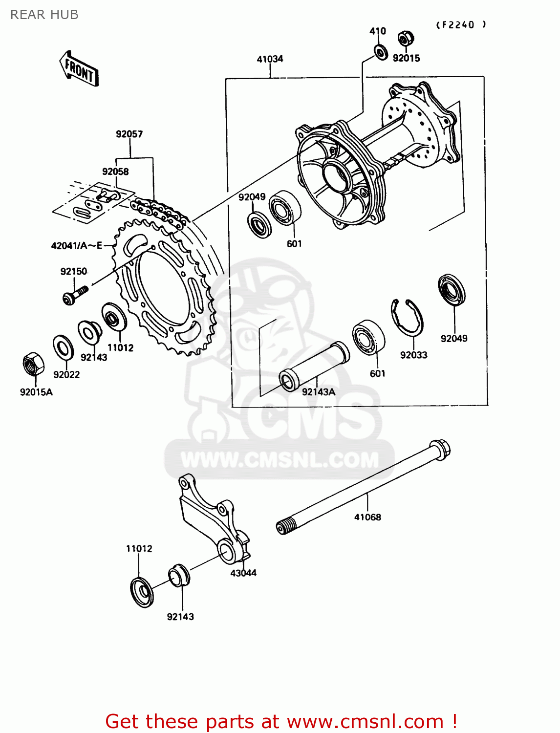 REAR HUB KX250-G1 1989 USA CANADA