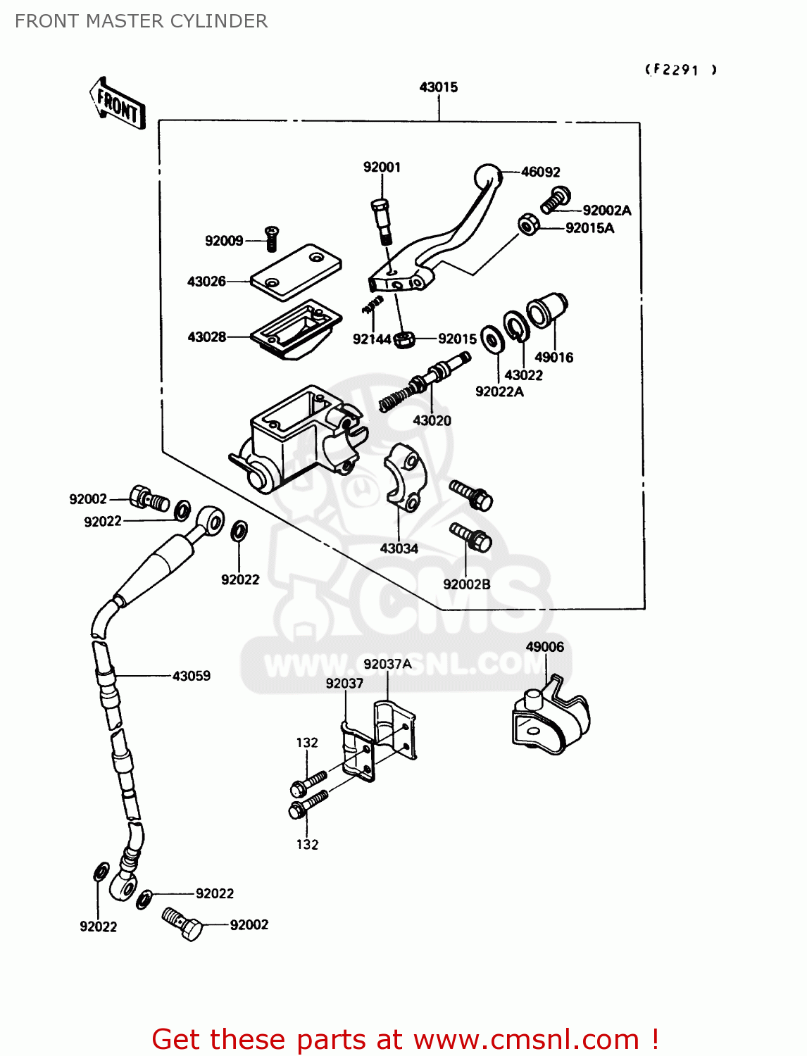 FRONT MASTER CYLINDER KX250-G1 1989 USA CANADA