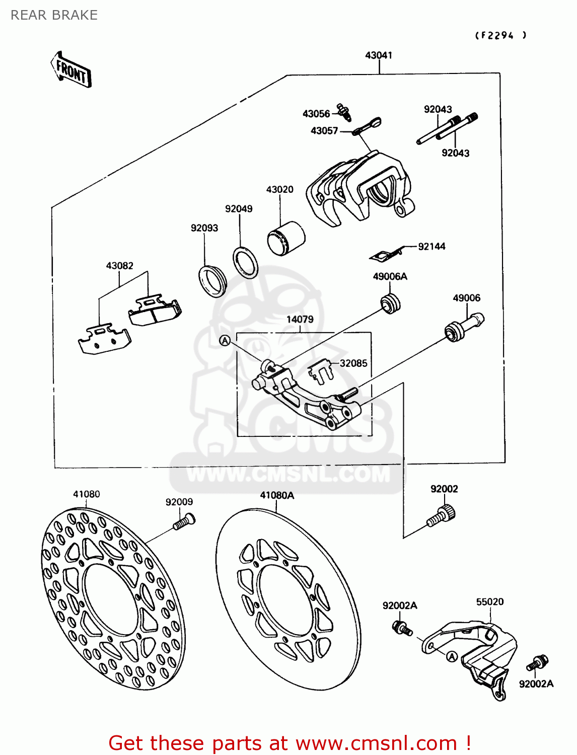 REAR BRAKE KX250-G1 1989 USA CANADA