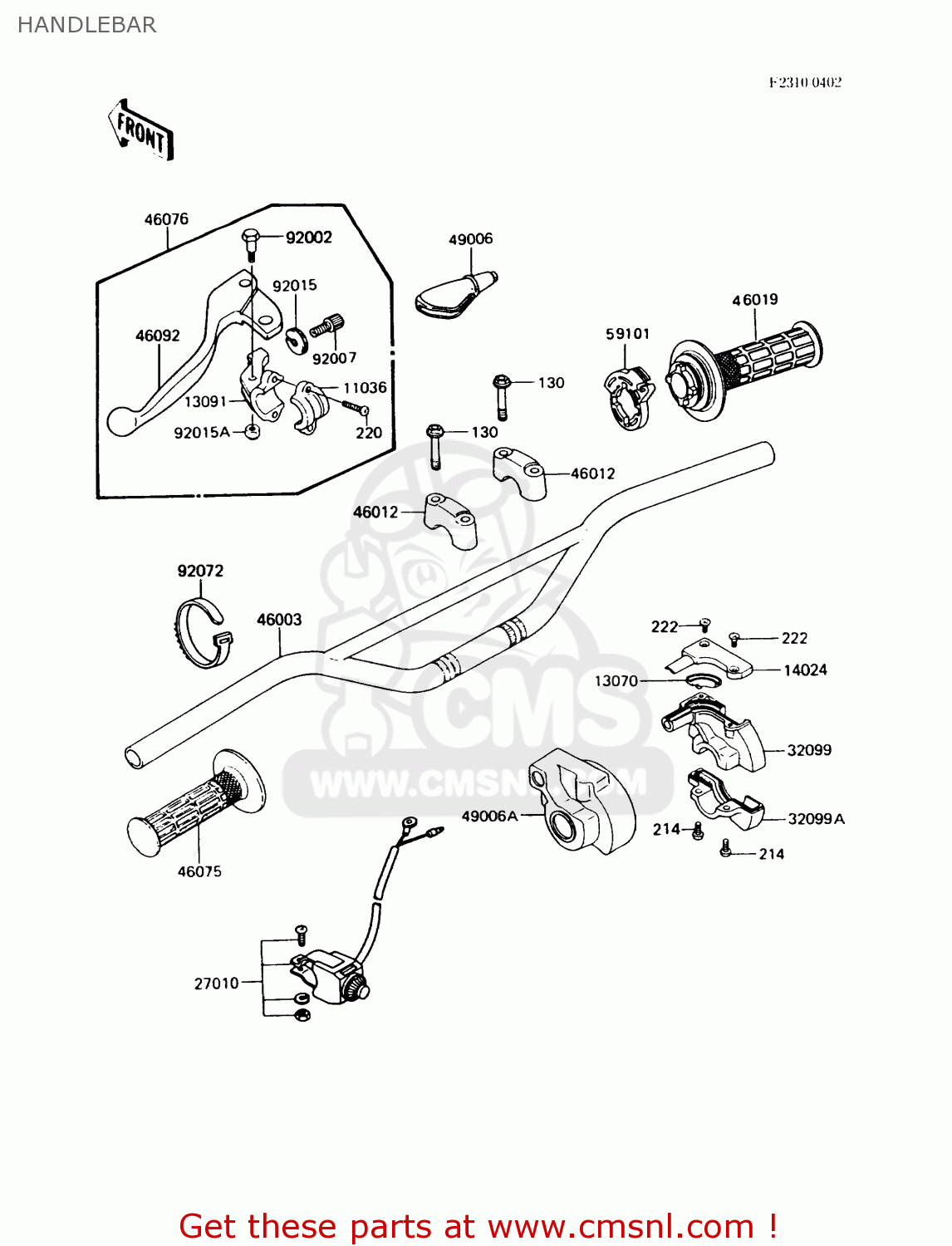HANDLEBAR KX250-G1 1989 USA CANADA
