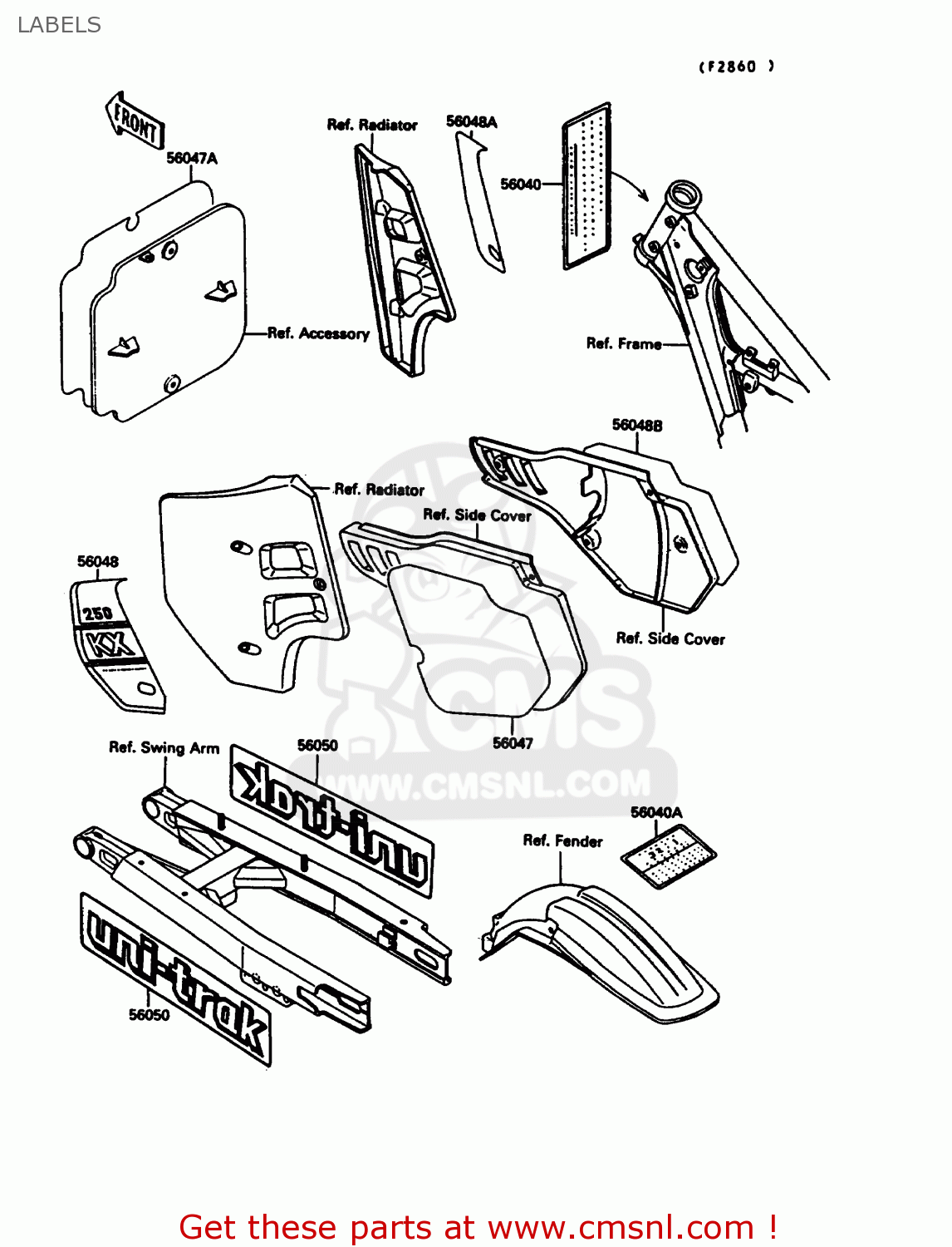 LABELS KX250-G1 1989 USA CANADA
