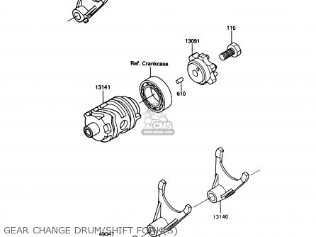 GEAR CHANGE DRUM/SHIFT FORK(S) - KX250-G1 1989 USA CANADA