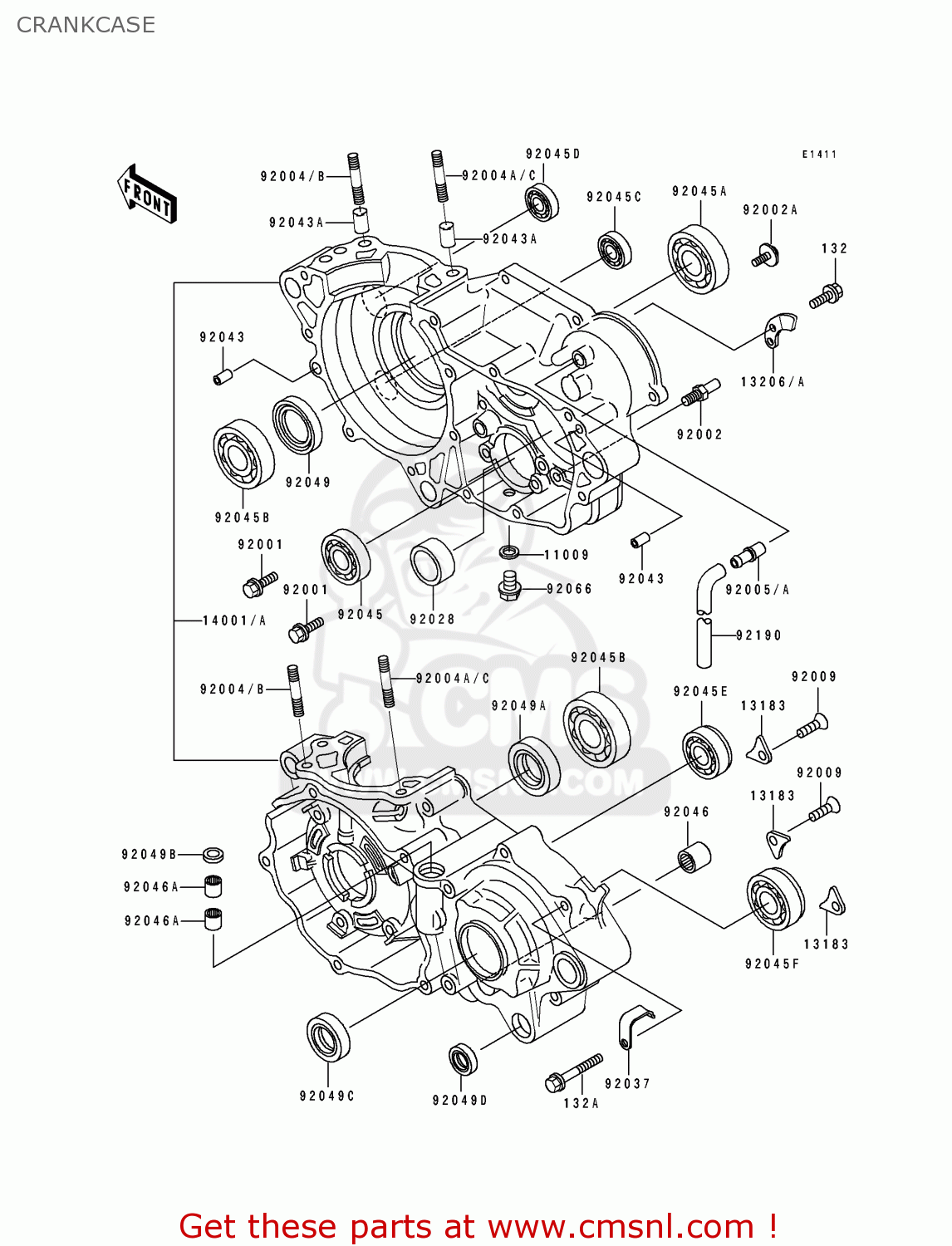 CRANKCASE KX250-H1 1990 EUROPE UK AL AS