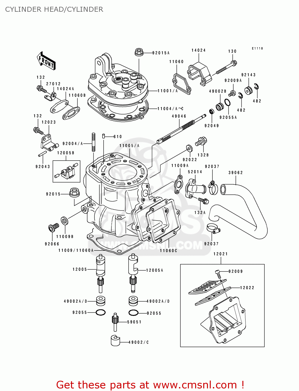 CYLINDER HEAD/CYLINDER KX250-H1 1990 USA CANADA