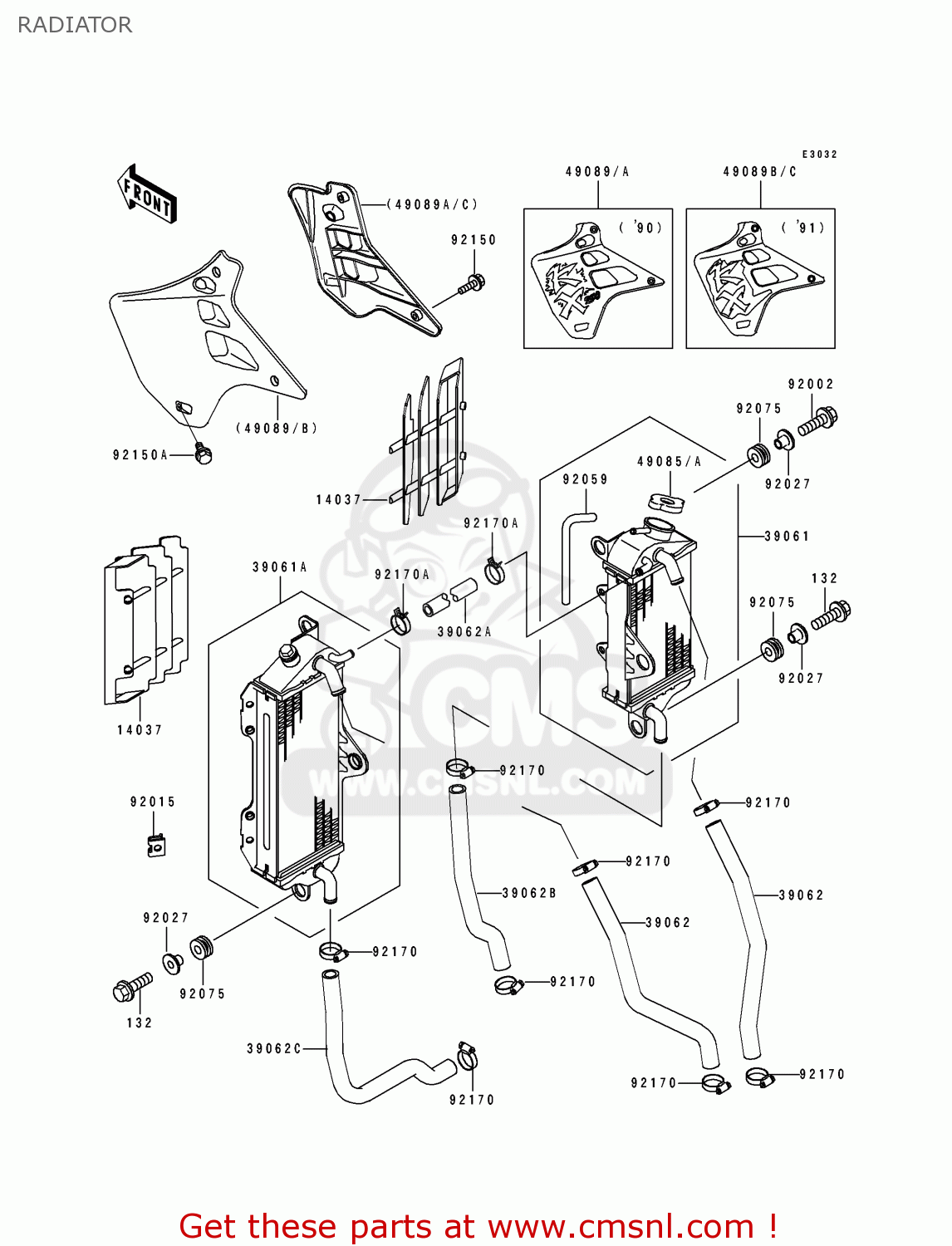 RADIATOR KX250-H1 1990 USA CANADA