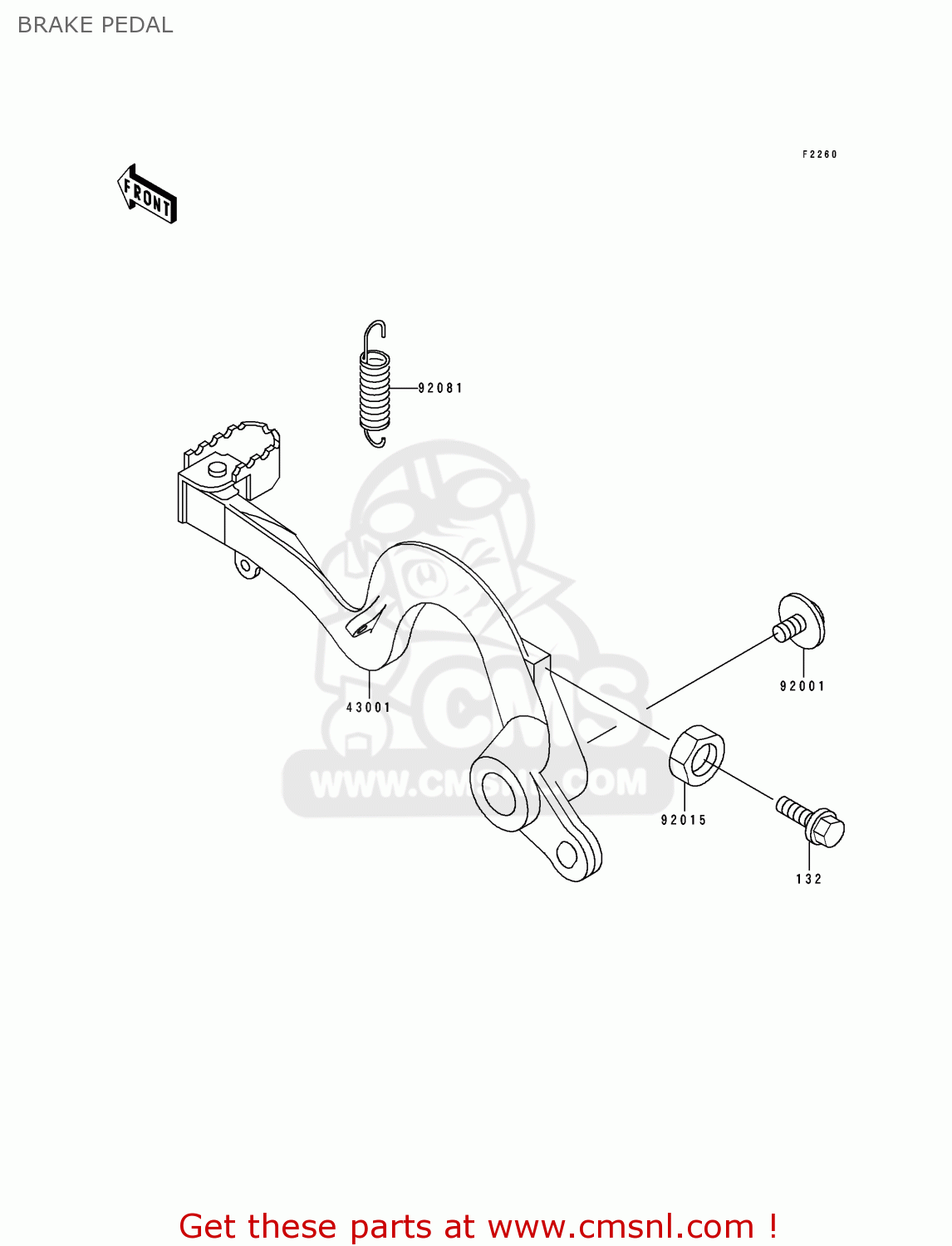 BRAKE PEDAL KX250-H1 1990 USA CANADA