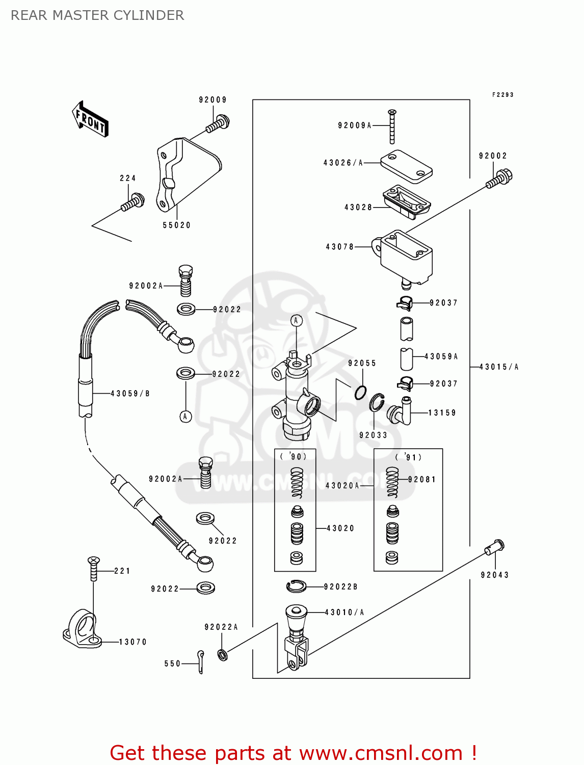 REAR MASTER CYLINDER KX250-H1 1990 USA CANADA