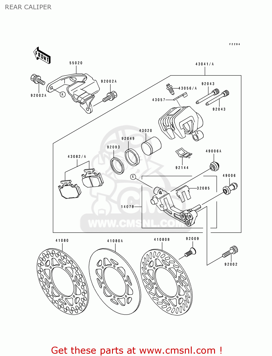 REAR CALIPER KX250-H1 1990 USA CANADA