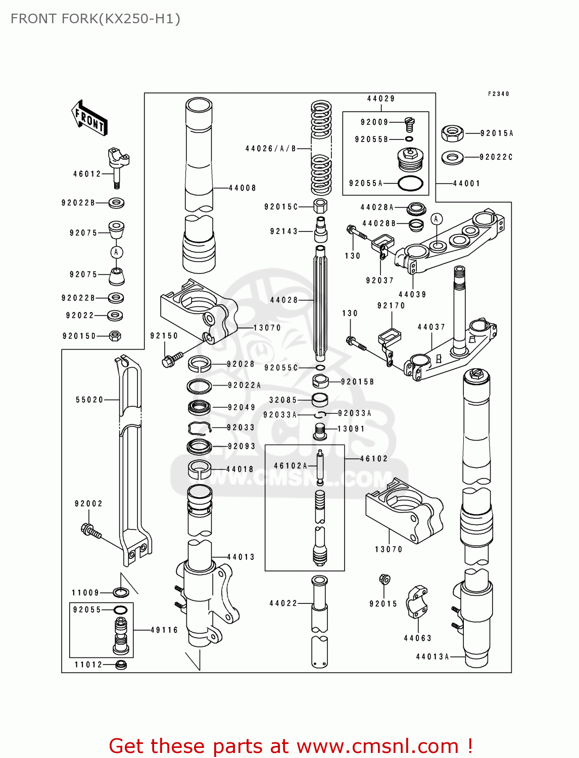 FRONT FORK(KX250-H1) KX250-H1 1990 USA CANADA