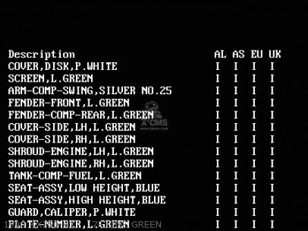 1990 KX250-H1     7F LIME GREEN - KX250-H2 1991 EUROPE UK AL AS