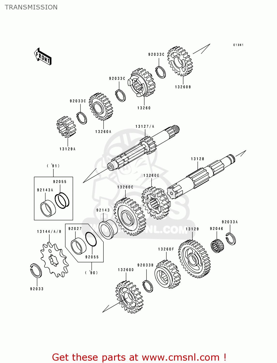 TRANSMISSION KX250-H2 1991 USA CANADA