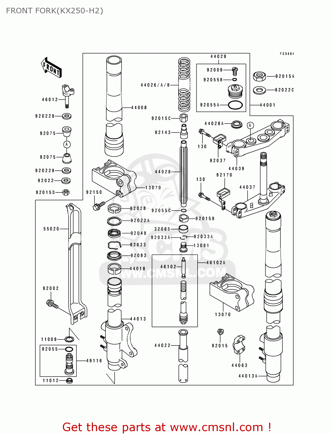 FRONT FORK(KX250-H2) KX250-H2 1991 USA CANADA