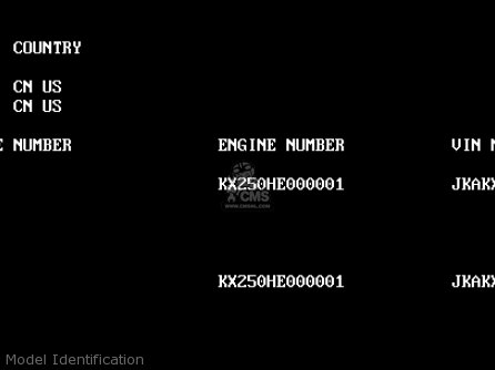 Model Identification - KX250-H2 1991 USA CANADA