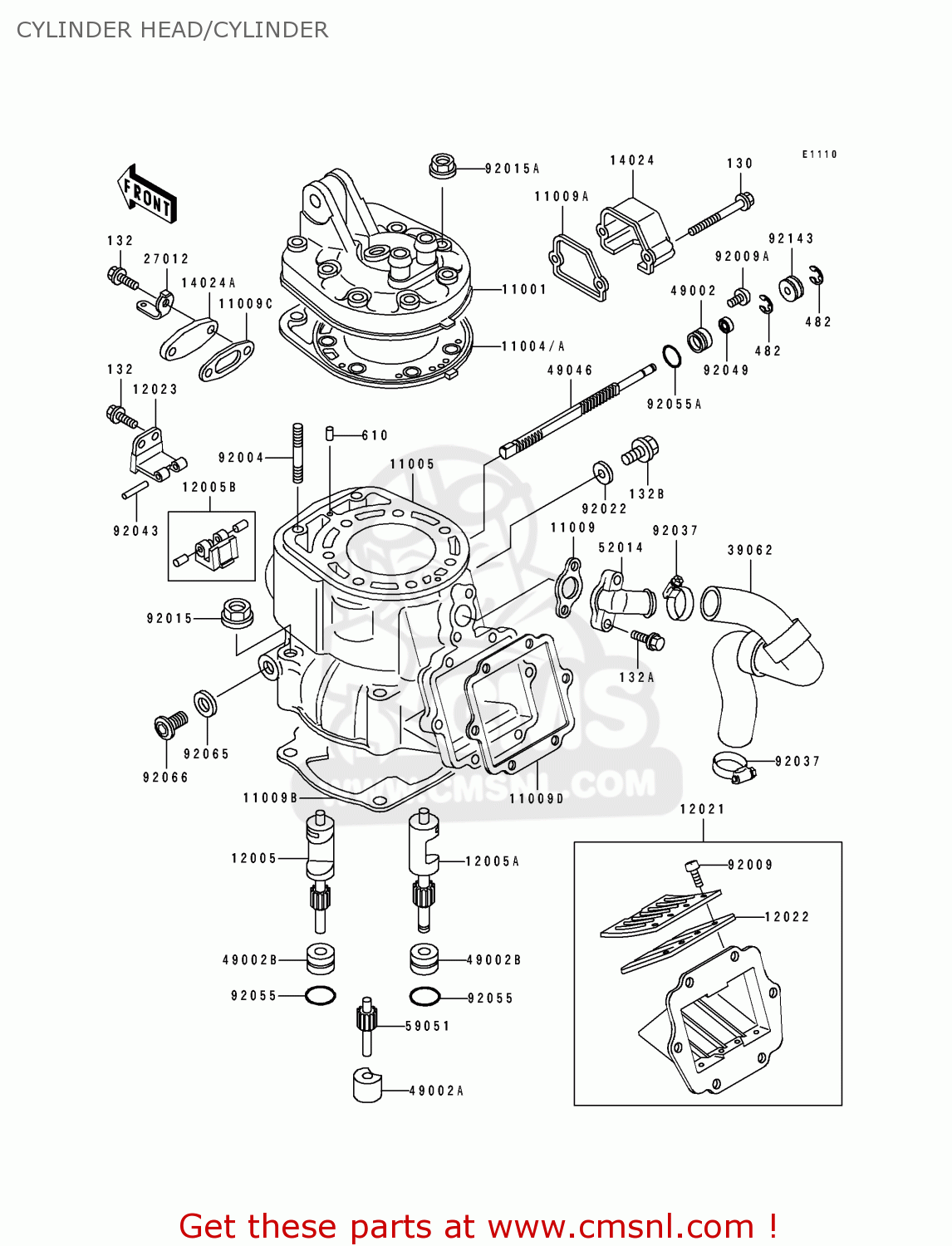 CYLINDER HEAD/CYLINDER KX250-J1 1992 EUROPE AS
