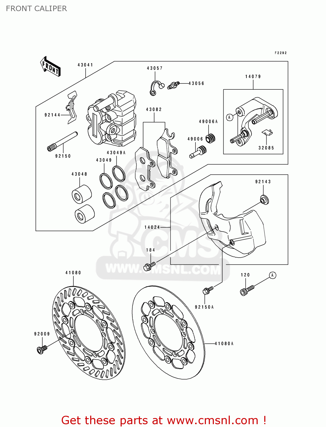 FRONT CALIPER KX250-J1 1992 EUROPE AS