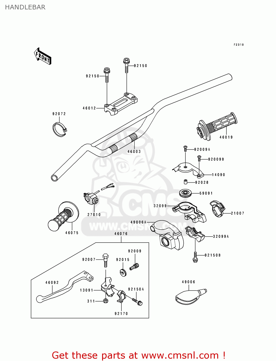 HANDLEBAR KX250-J1 1992 EUROPE AS