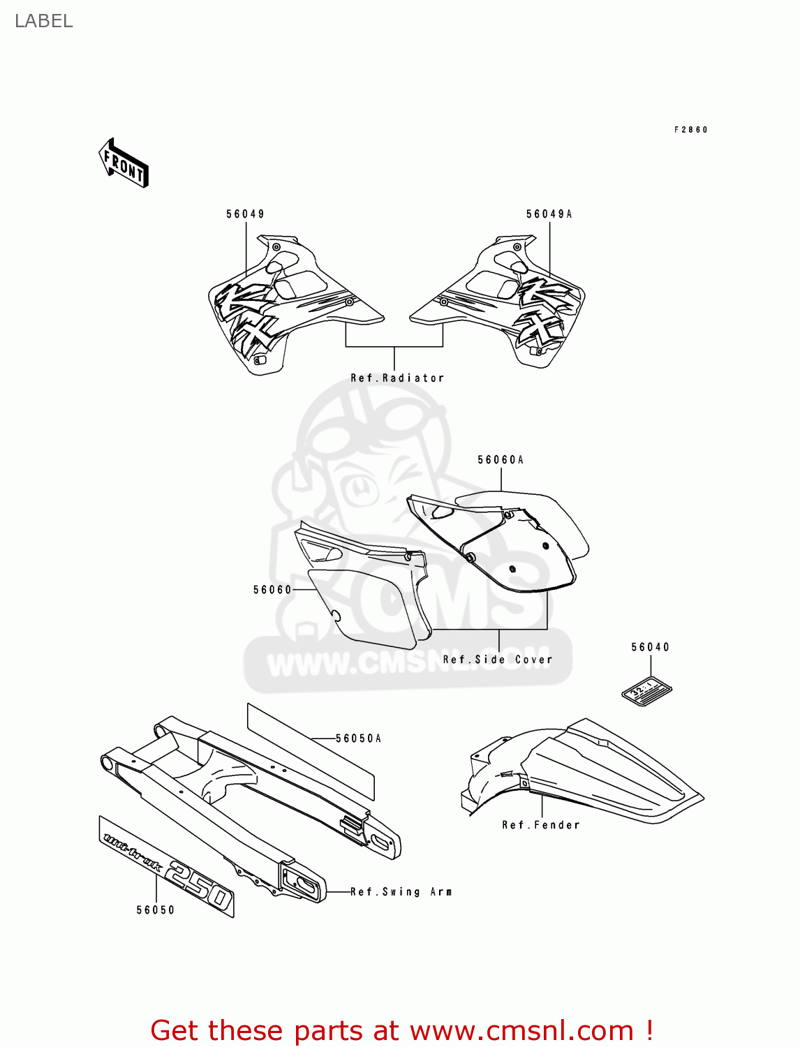LABEL KX250-J1 1992 EUROPE AS