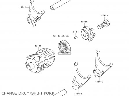 CHANGE DRUM/SHIFT FORK - KX250-J1 1992 EUROPE AS