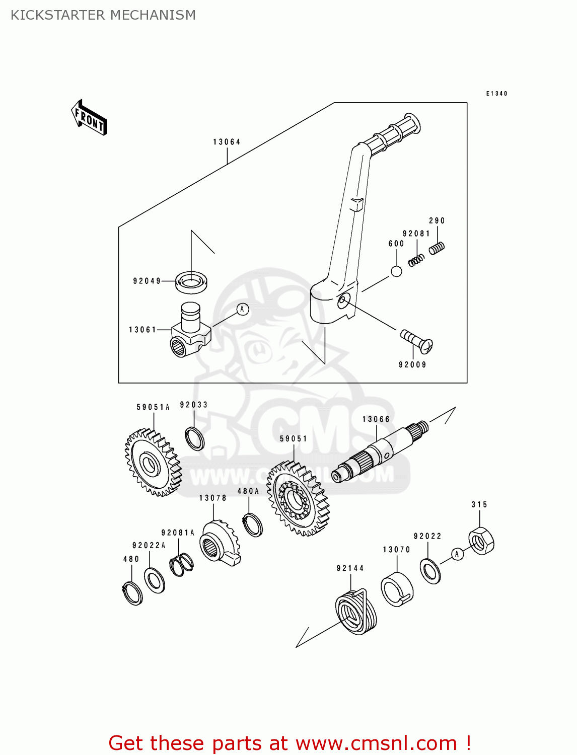 KICKSTARTER MECHANISM KX250-J1 1992 USA CANADA